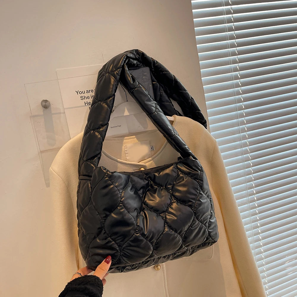 Quilted Shoulder Bag Down Ladies Messenger Bag Large Capacity Shopper Tote Bag