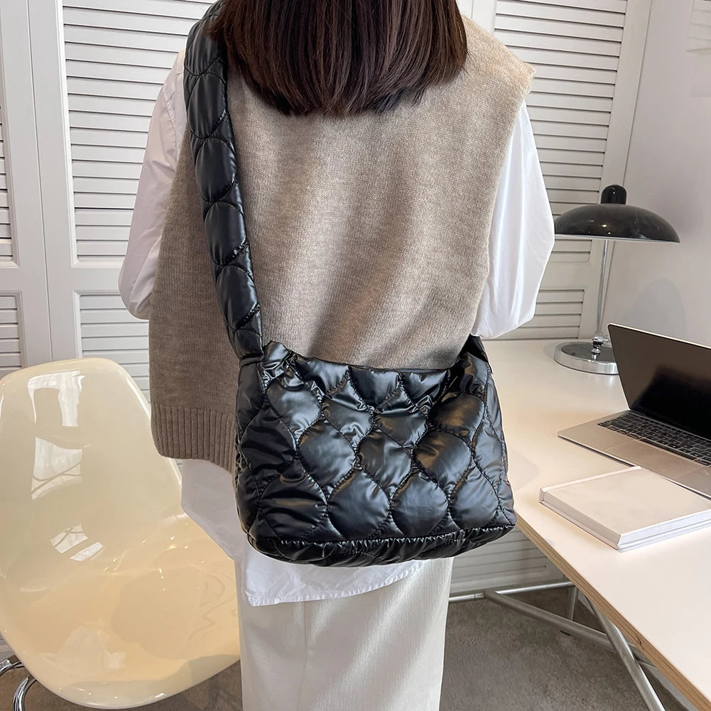 Quilted Shoulder Bag Down Ladies Messenger Bag Large Capacity Shopper Tote Bag
