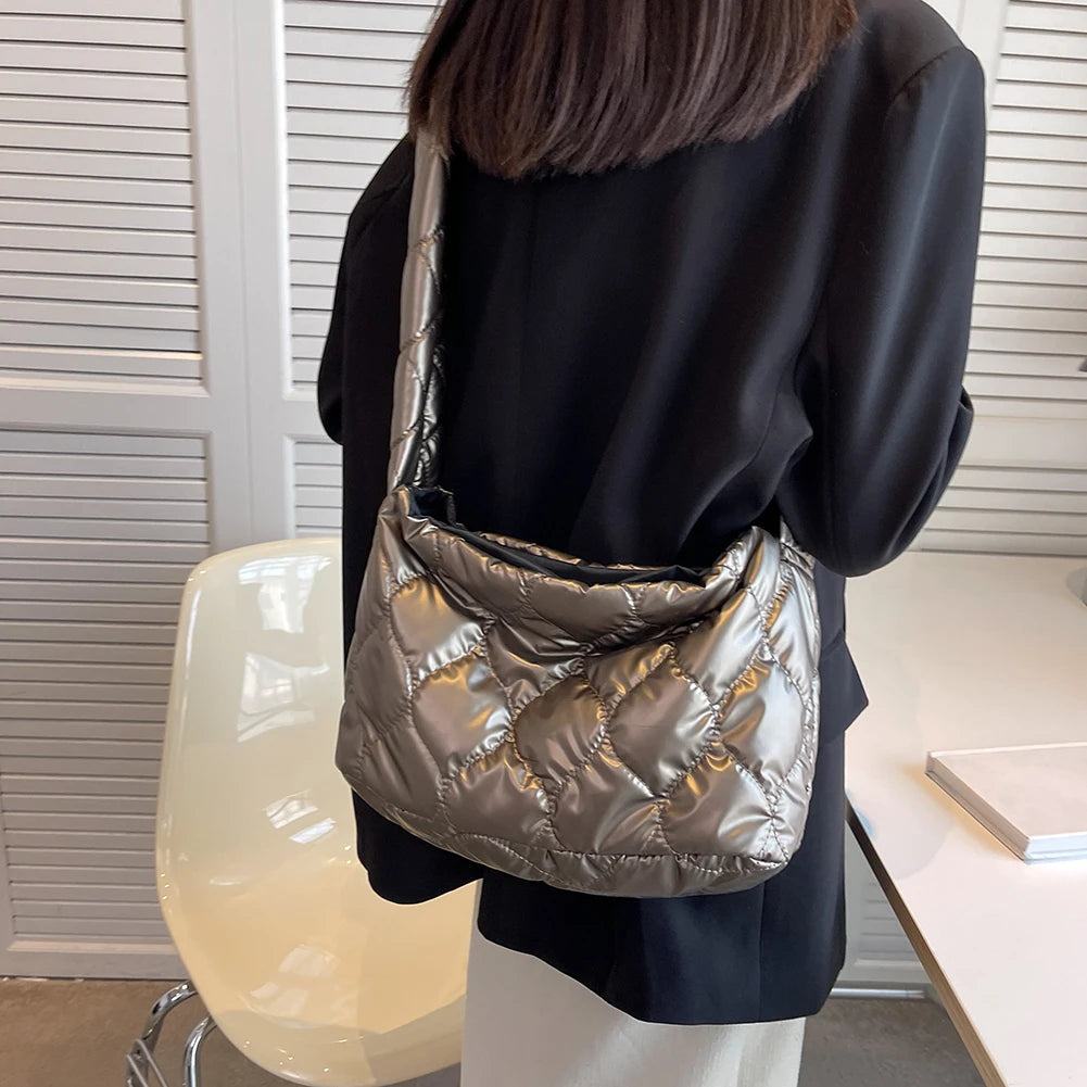 Quilted Shoulder Bag Down Ladies Messenger Bag Large Capacity Shopper Tote Bag