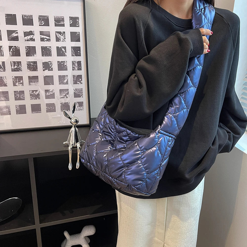 Quilted Shoulder Bag Down Ladies Messenger Bag Large Capacity Shopper Tote Bag