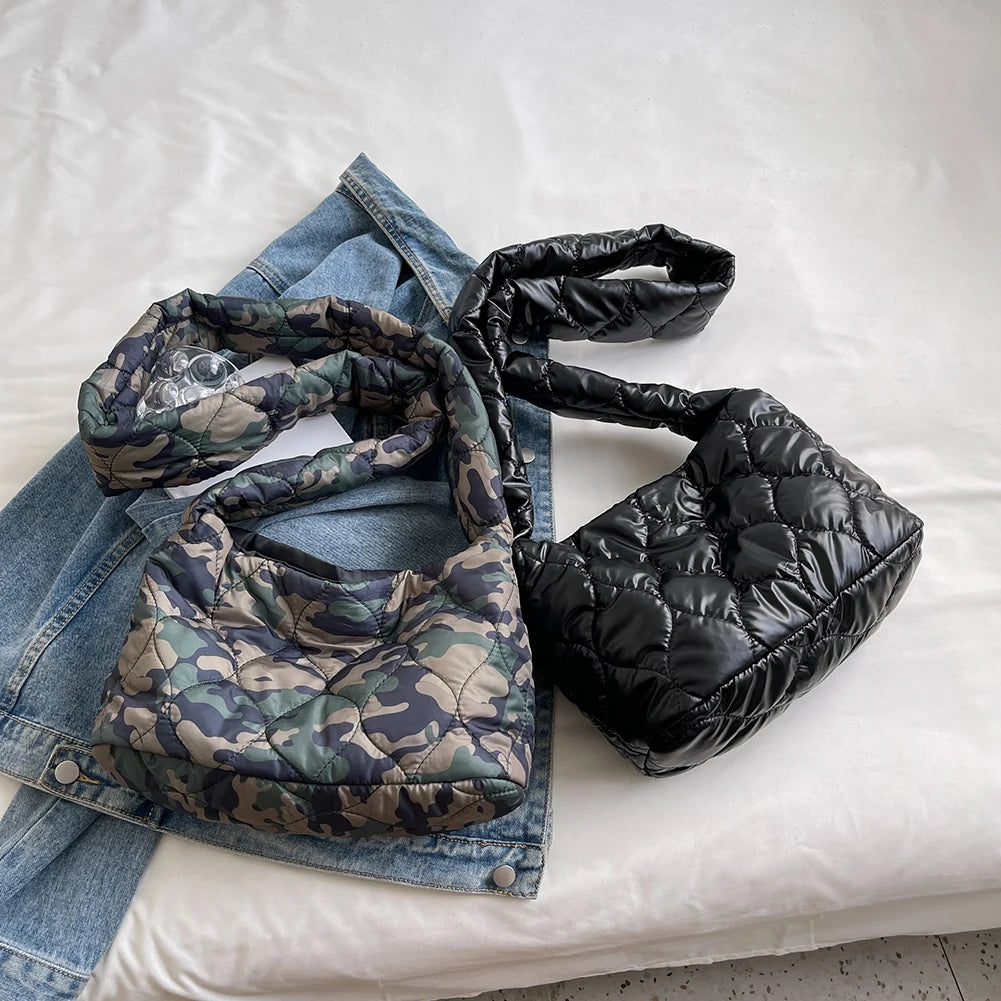 Quilted Shoulder Bag Down Ladies Messenger Bag Large Capacity Shopper Tote Bag
