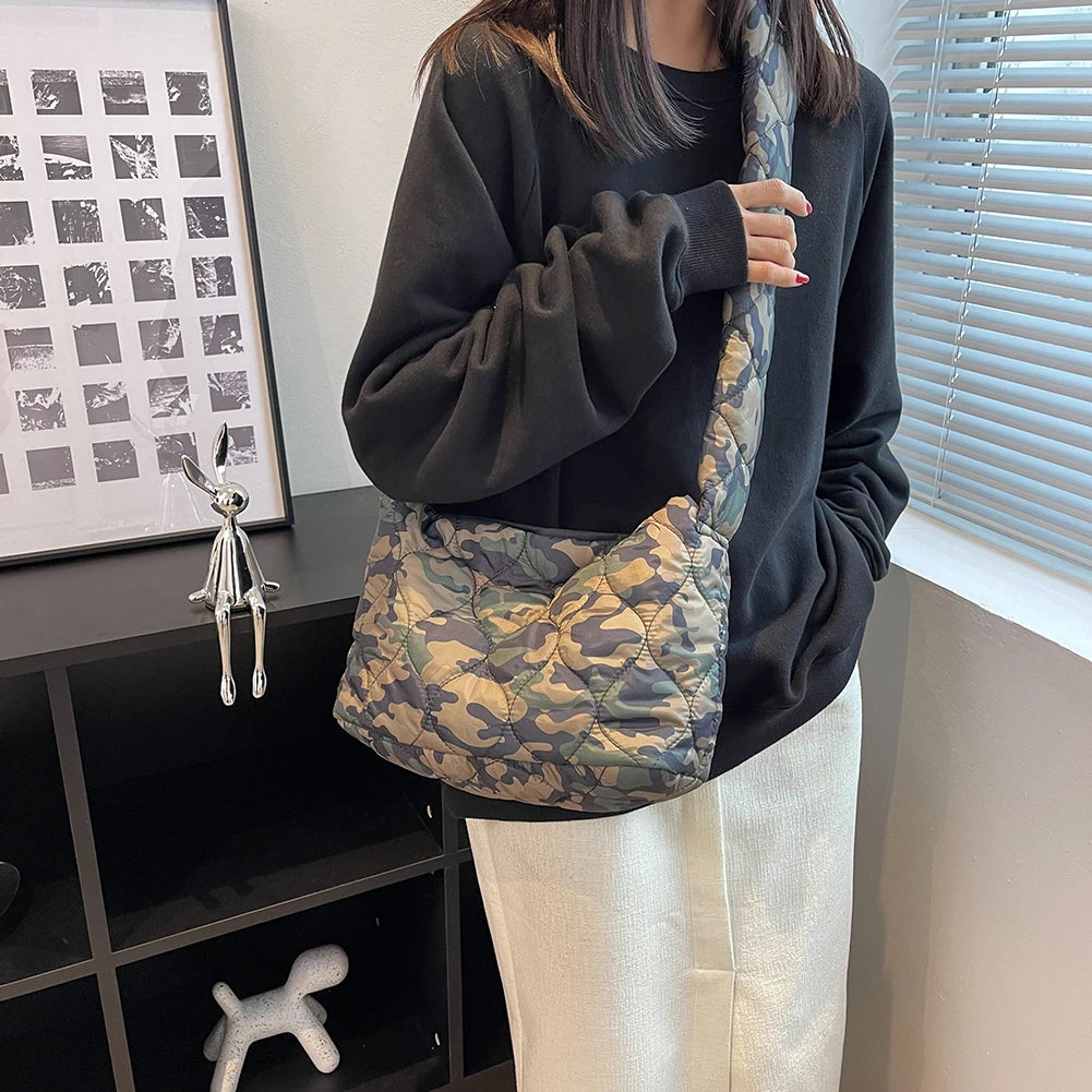 Quilted Shoulder Bag Down Ladies Messenger Bag Large Capacity Shopper Tote Bag