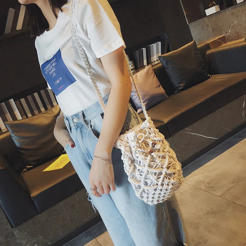 Woven Bohemian Crossbody Bag Straw Beach Handbags
