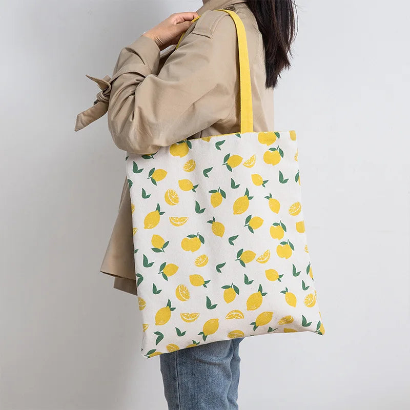 Cotton Shopper Fabric Double-sided Handbag Storage Grocery Bag