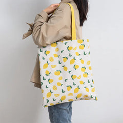 Cotton Shopper Fabric Double-sided Handbag Storage Grocery Bag