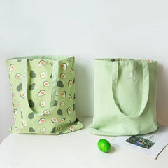 Cotton Shopper Fabric Double-sided Handbag Storage Grocery Bag