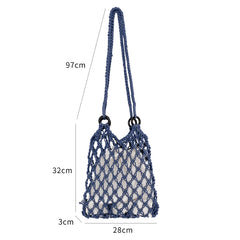 Women Handbag Ladies Net Hollow Bag Japan Style Woven Shoulder Bag