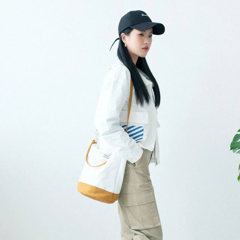 Cotton Canvas Shoulder Bag Eco Friendly Handbag Tote Print Bucket Bag B005