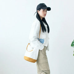 Cotton Canvas Shoulder Bag Eco Friendly Handbag Tote Print Bucket Bag B005