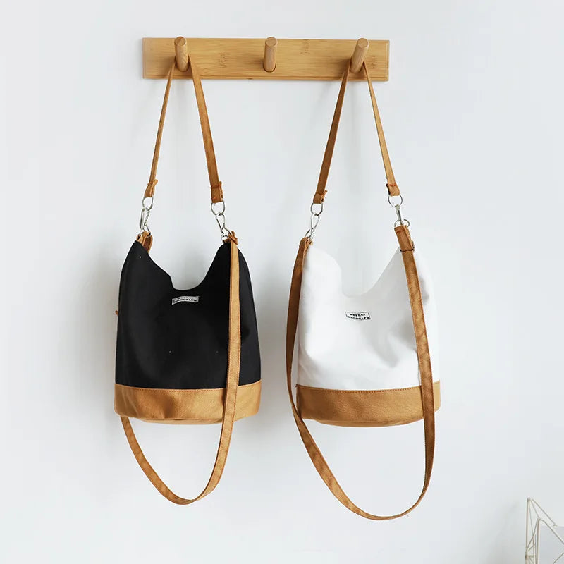 Cotton Canvas Shoulder Bag Eco Friendly Handbag Tote Print Bucket Bag B005