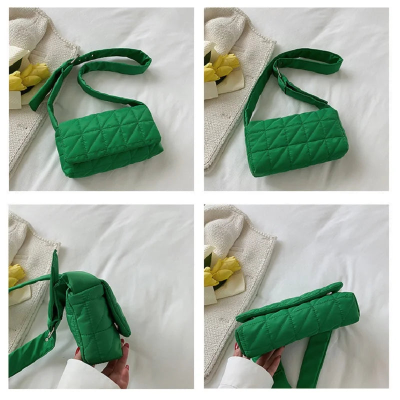 Cotton Women's Shoulder Bag Geometric Crossbody Embossed Handbag
