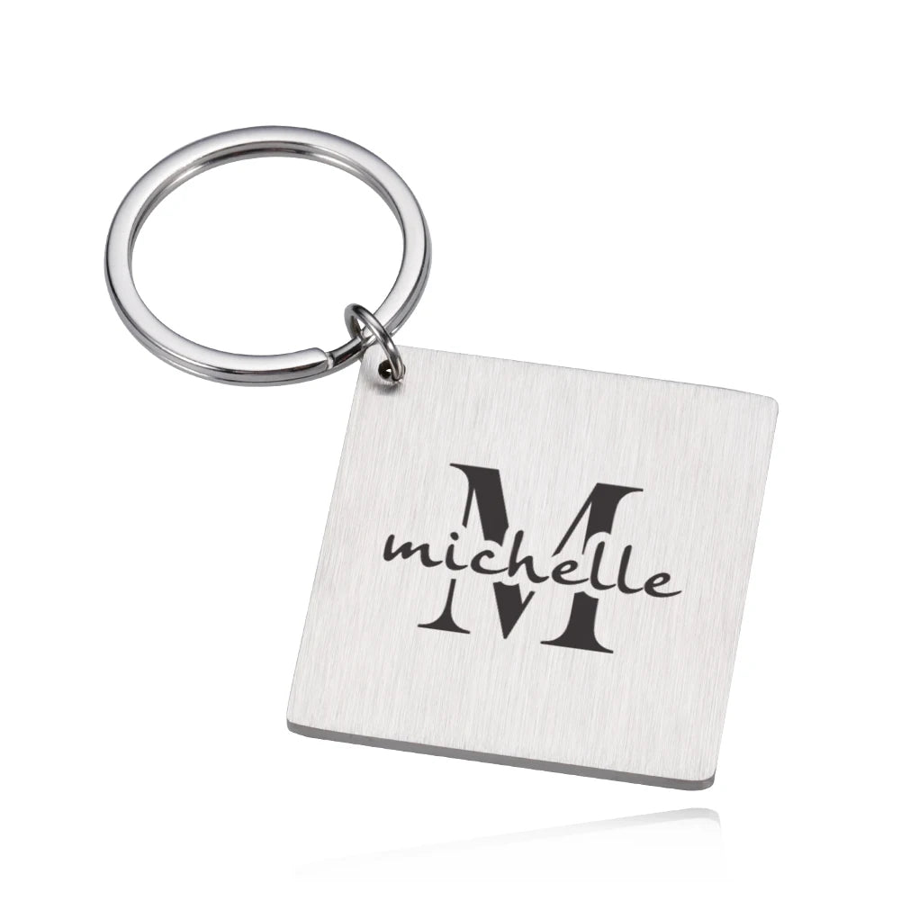 Couple Keychain Name Initials Key Chain Personalized Gift