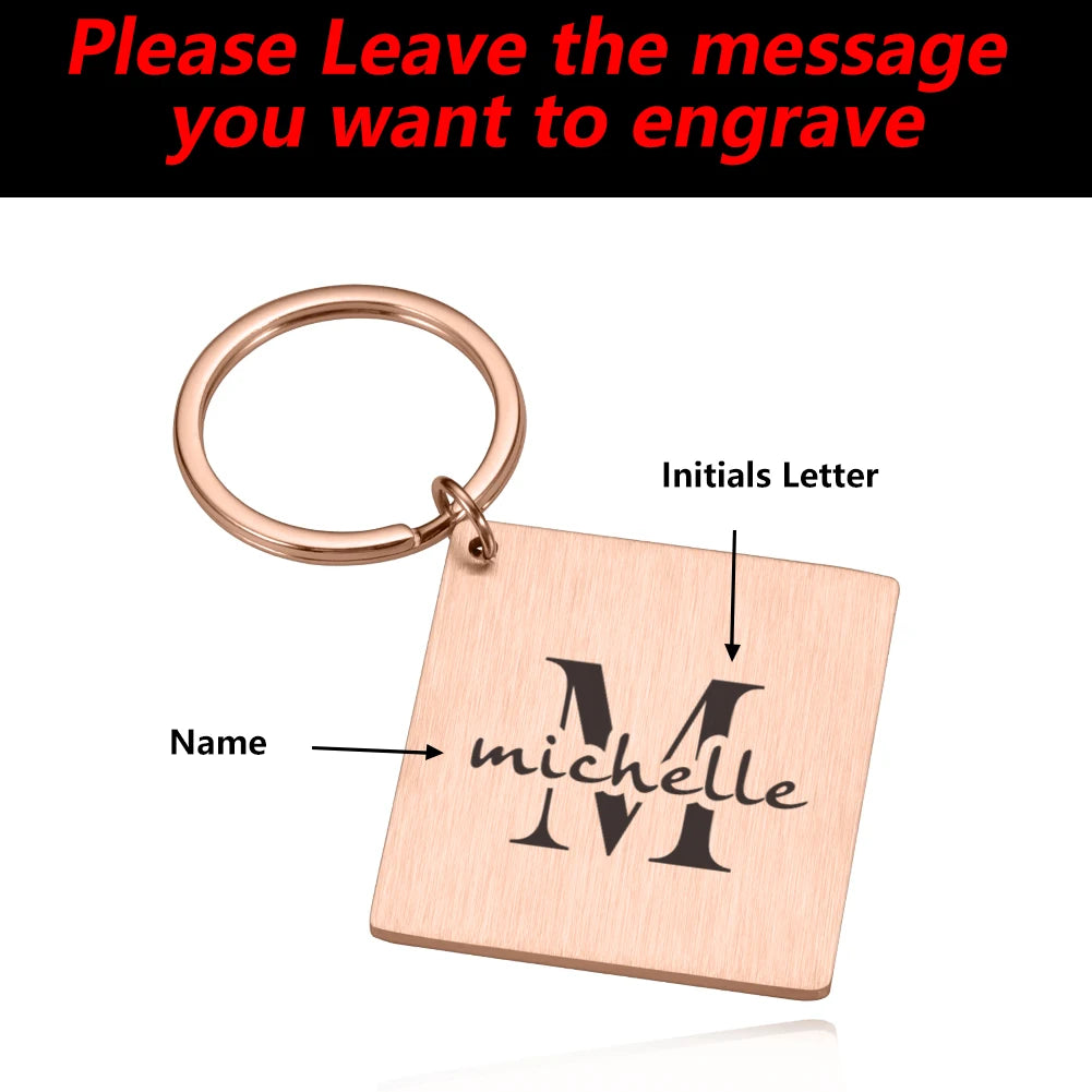 Couple Keychain Name Initials Key Chain Personalized Gift
