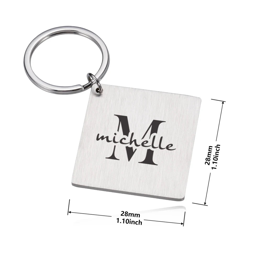 Couple Keychain Name Initials Key Chain Personalized Gift