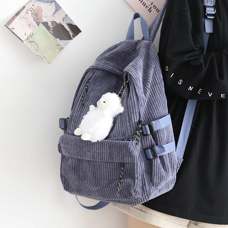 Women's Corduroy Backpack for Teens College Travel