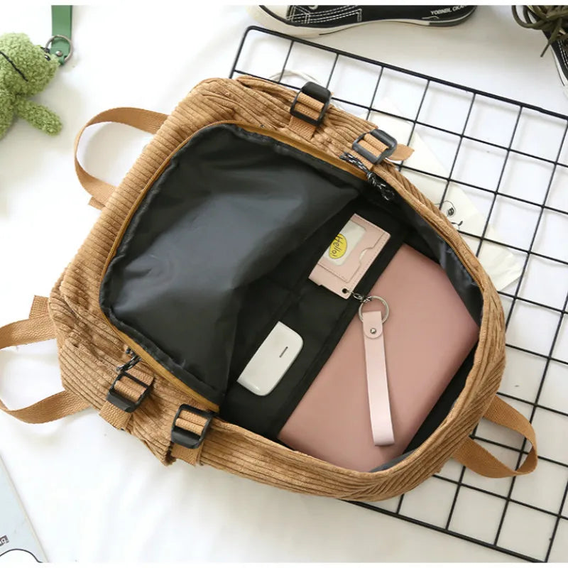 Women's Corduroy Backpack for Teens College Travel