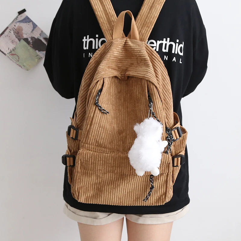 Women's Corduroy Backpack for Teens College Travel