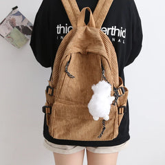 Women's Corduroy Backpack for Teens College Travel