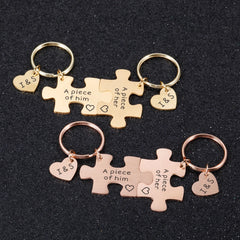 Couples Puzzle Keychains Engraved Initials Gift