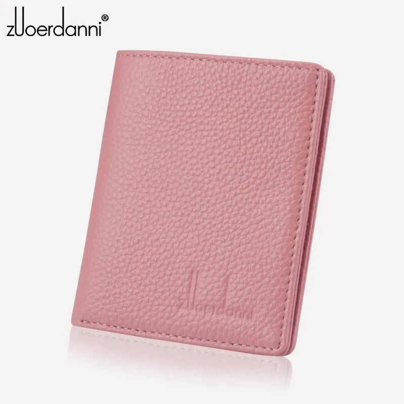 Cow Leather Hasp Mini Purse Women Soft Ultra-thin Wallets Lady's Short Purse