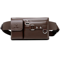 Vintage Cow Leather Waist Bag For Men Travel Fanny Pack