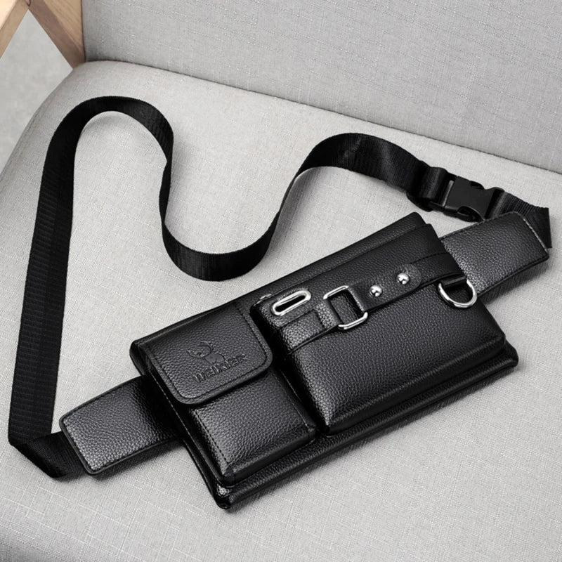 Vintage Cow Leather Waist Bag For Men Travel Fanny Pack