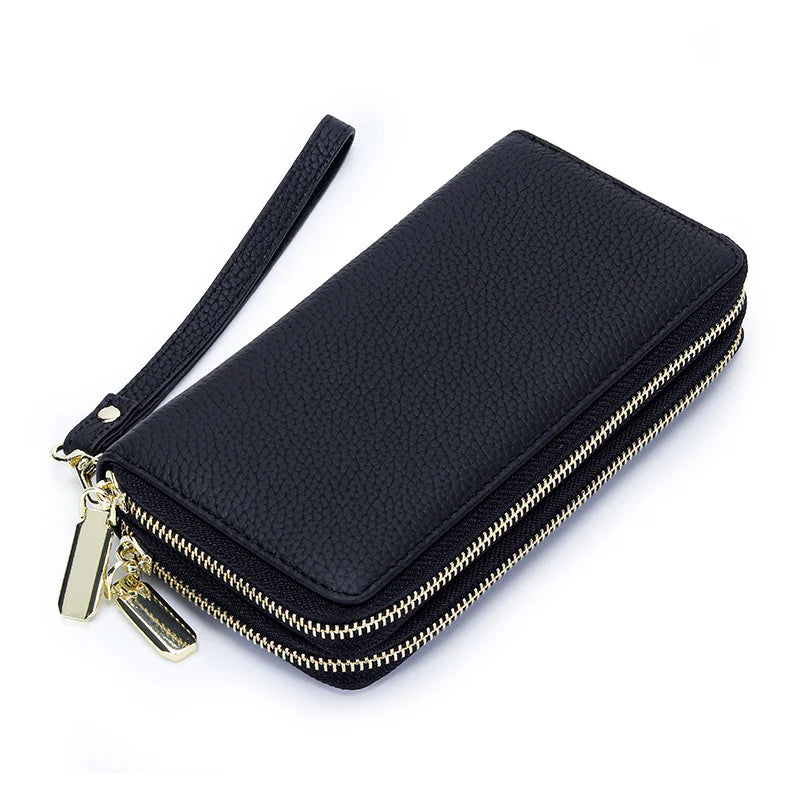 Cow Leather Women's Long Zipper Wallet Money Coin Holder Purse