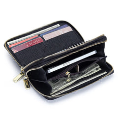 Cow Leather Women's Long Zipper Wallet Money Coin Holder Purse