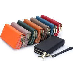 Cow Leather Women's Long Zipper Wallet Money Coin Holder Purse