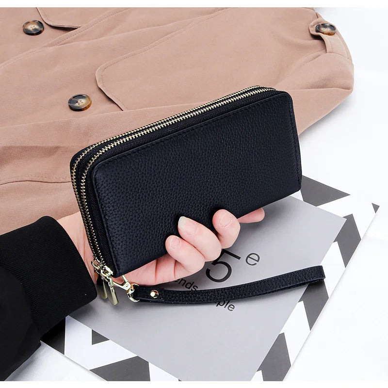 Cow Leather Women Wallets Long Purse Money Coin Holder Female Purse