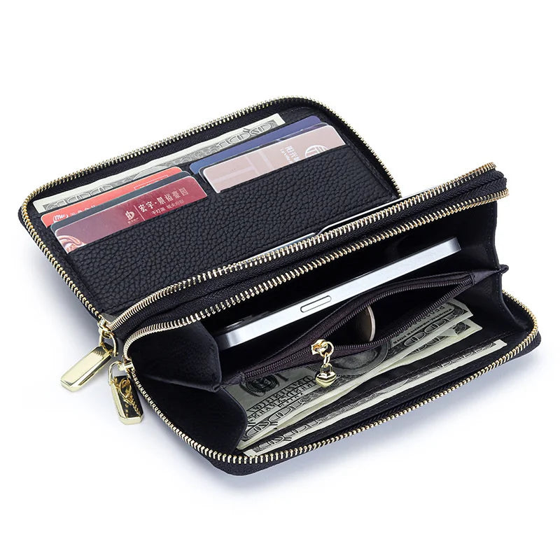 Cow Leather Women Wallets Long Purse Money Coin Holder Female Purse