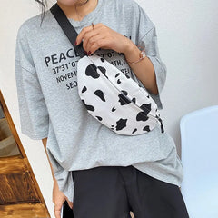 Cow Print Canvas Belt Bags for Women Fanny Pack Female