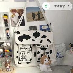 Cow Print Crossbody Bag Nylon Shoulder Purse Lightweight Pocketbooks