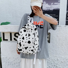 Cow Print School Bags for Women Girls Large Capacity Backpack Casual Bagpacks