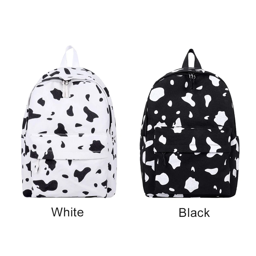 Cow Print School Bags for Women Girls Large Capacity Backpack Casual Bagpacks
