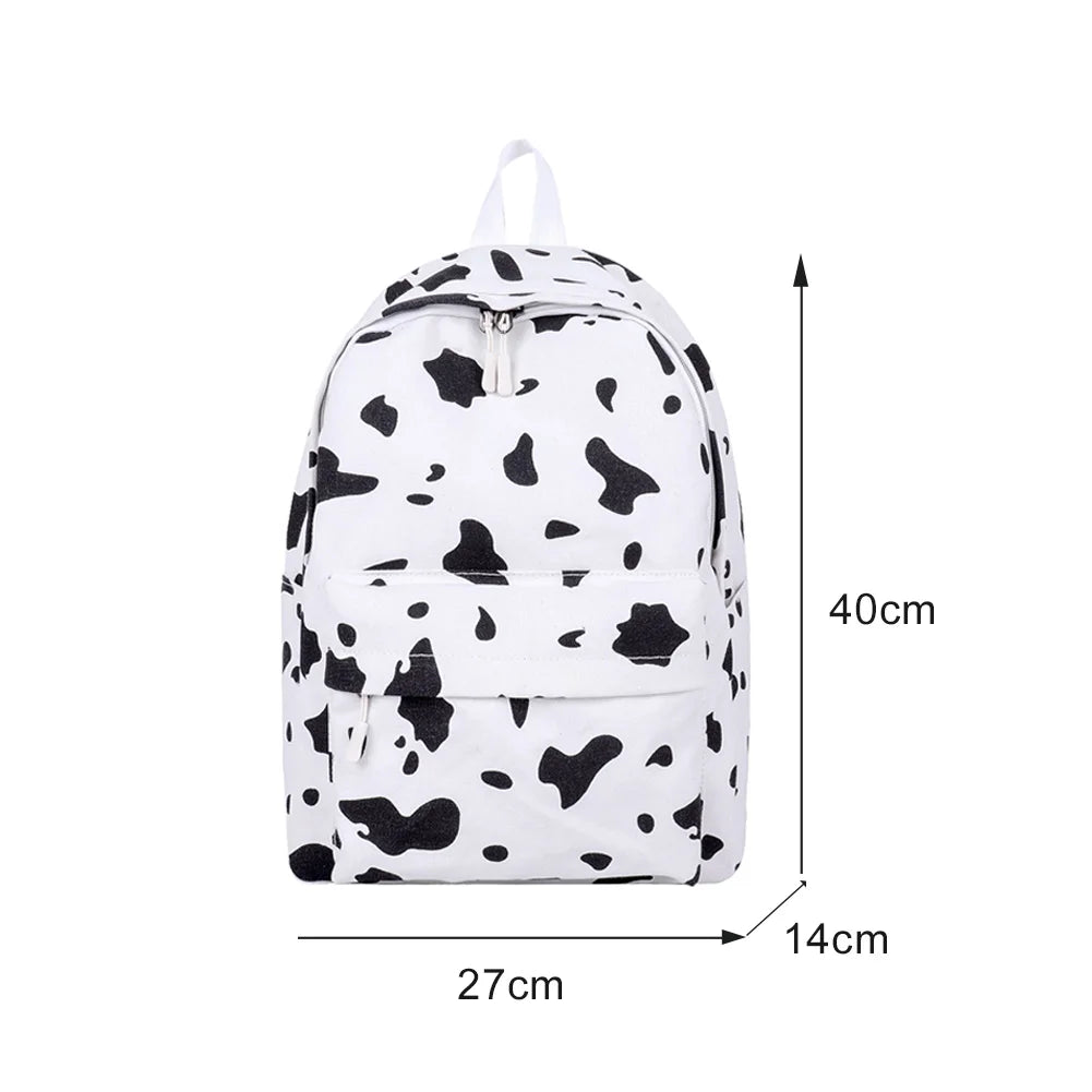 Cow Print School Bags for Women Girls Large Capacity Backpack Casual Bagpacks