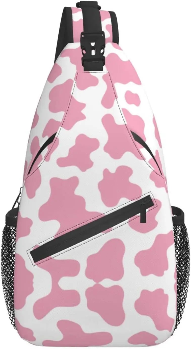 Cow Print Sling Bag Crossbody Backpack Hiking Travel Daypack Chest Bag