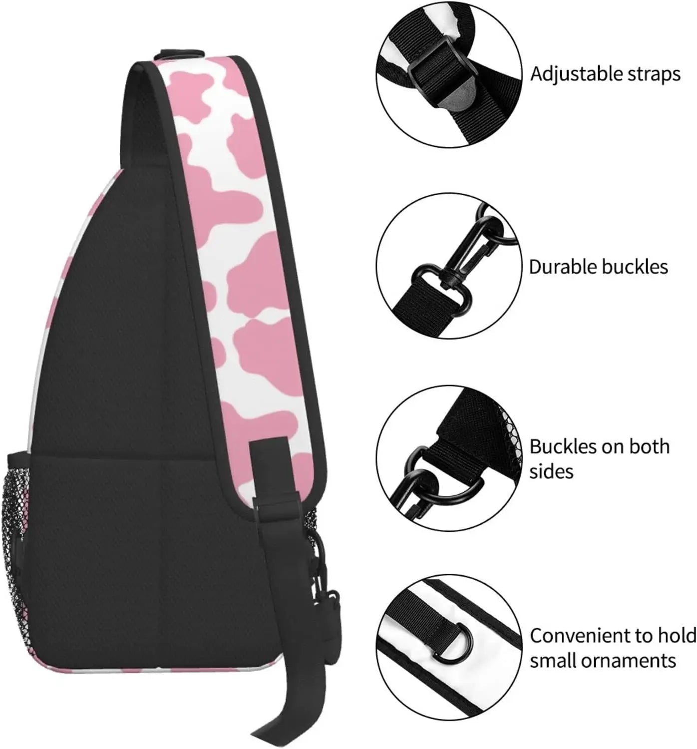 Cow Print Sling Bag Crossbody Backpack Hiking Travel Daypack Chest Bag