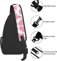 Cow Print Sling Bag Crossbody Backpack Hiking Travel Daypack Chest Bag