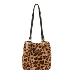 Cow Print Crossbody Bag Plush Lady Satchel Totes for Women