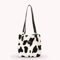Cow Print Crossbody Bag Plush Lady Satchel Totes for Women