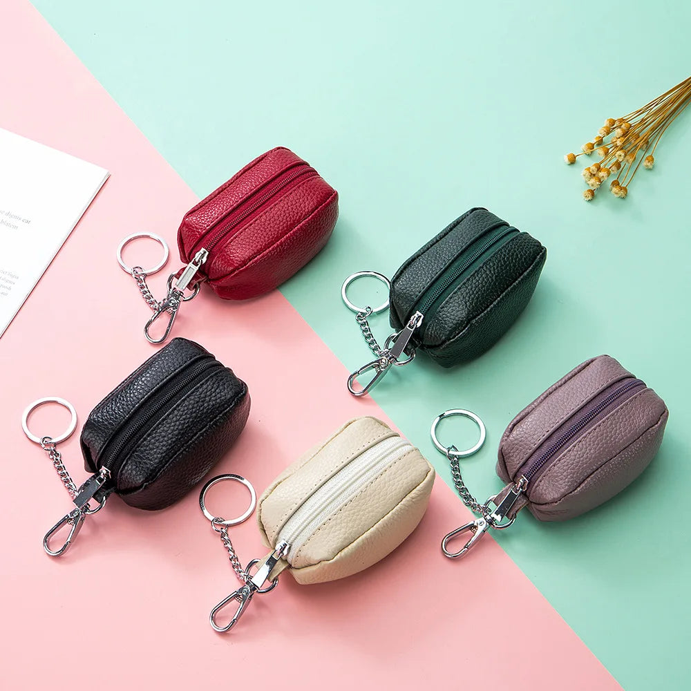 Cow Split Leather Key Holder House Keychain Bag Organizer Car Key Case Pouch