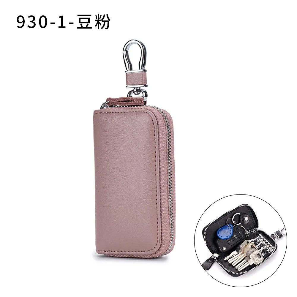 Cow Split Leather Key Holder Wallet Organizer Car Key Case Pouch