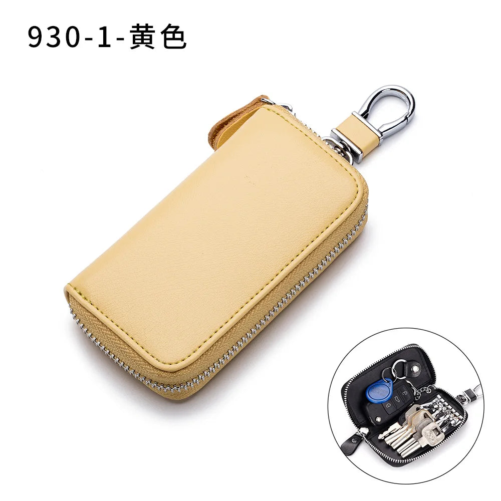 Cow Split Leather Key Holder Wallet Organizer Car Key Case Pouch