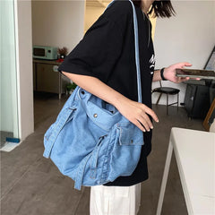 Cowboy Canvas Shoulder Bag Harajuku Work Bag
