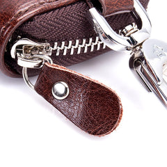 Women Men Cowhide Leather Zipper key Purse Bag Car Key Wallets Multifunction