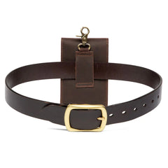 Cowhide Leather Waist Bag Retro 7-inch Phone Vintage Cigarette B