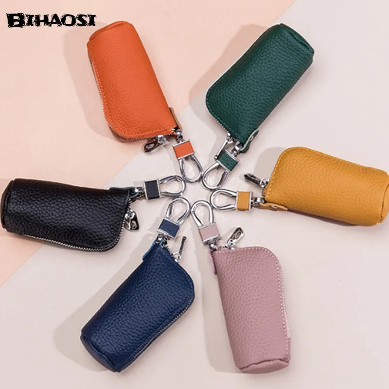 Cowhide Key Bag Leather Multifunctional Wallet Lipstick Bag Coin Purse