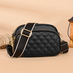 Cowhide Leather Crossbody Sling Bag Multi-layer Pocket Messenger Handbag