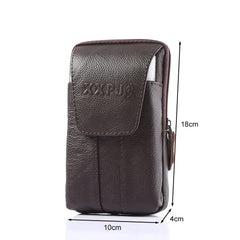 Cowhide Leather Fanny Waist Packs Men Classic Texture Casual Phone Pouch
